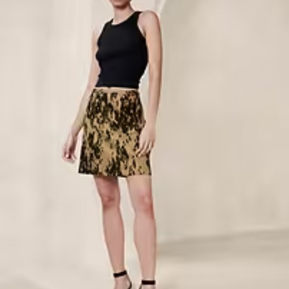 Banana Republic Leopard Print Linen-Blend Mini Skirt/NWT/6